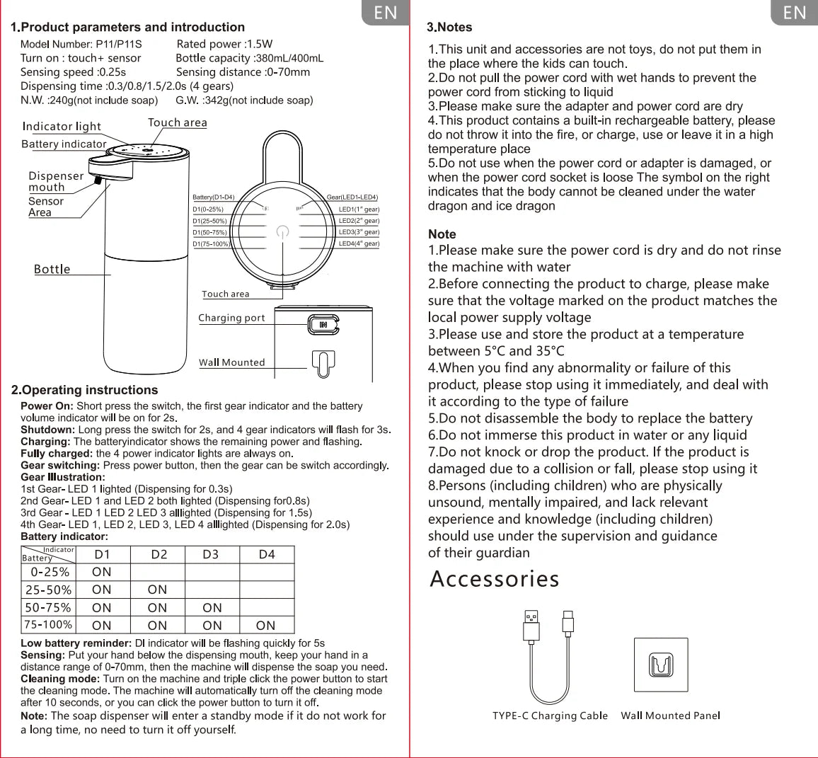 Automatic Soap Dispenser – Touchless, USB Rechargeable with Infrared Sensor