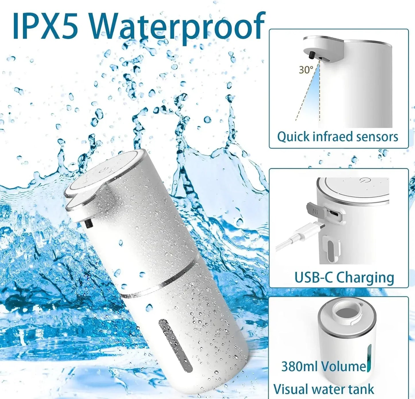 Automatic Soap Dispenser – Touchless, USB Rechargeable with Infrared Sensor